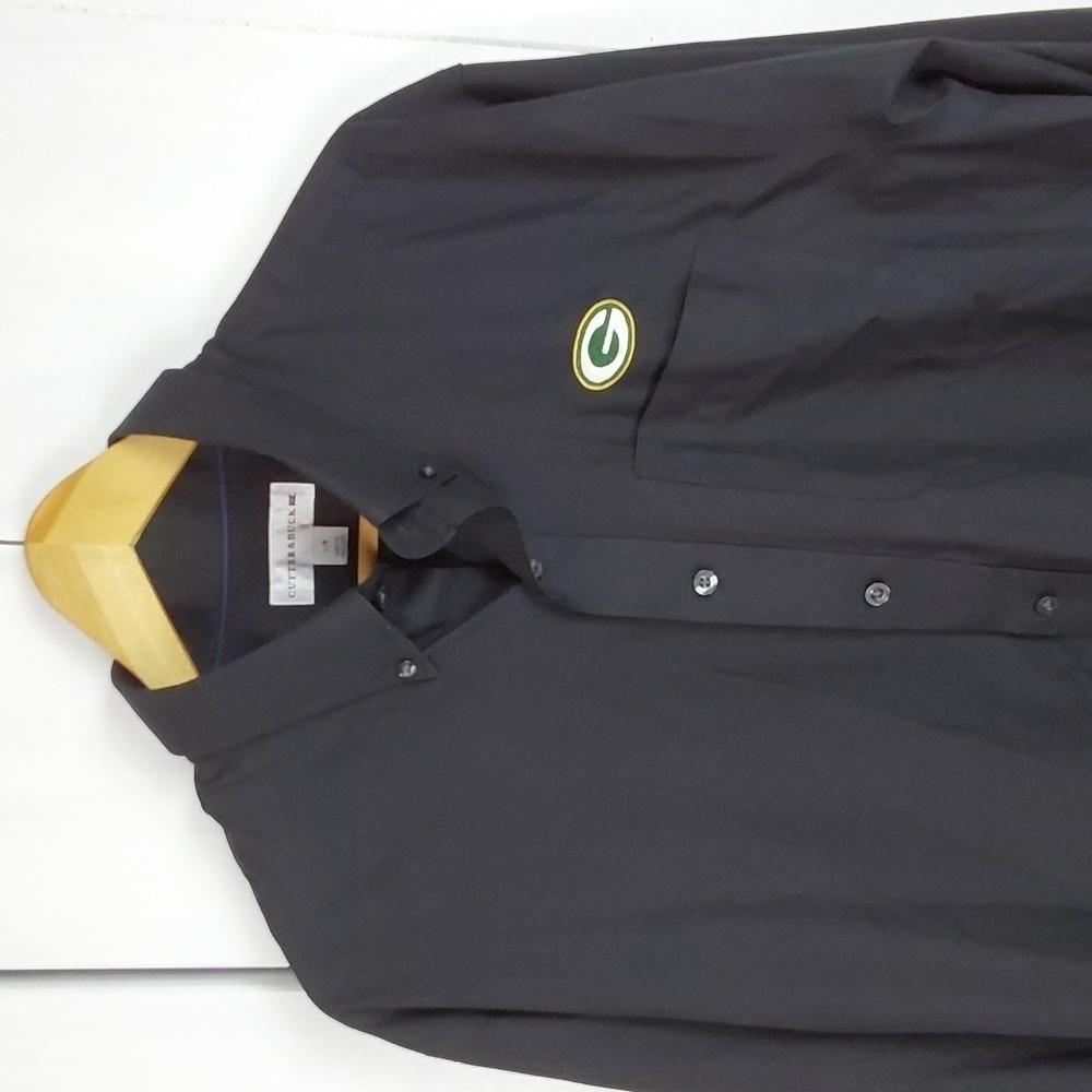 Cutter & Buck| Green Bay Packers Black Cotton Pocket NFL Dress Shirt Football L